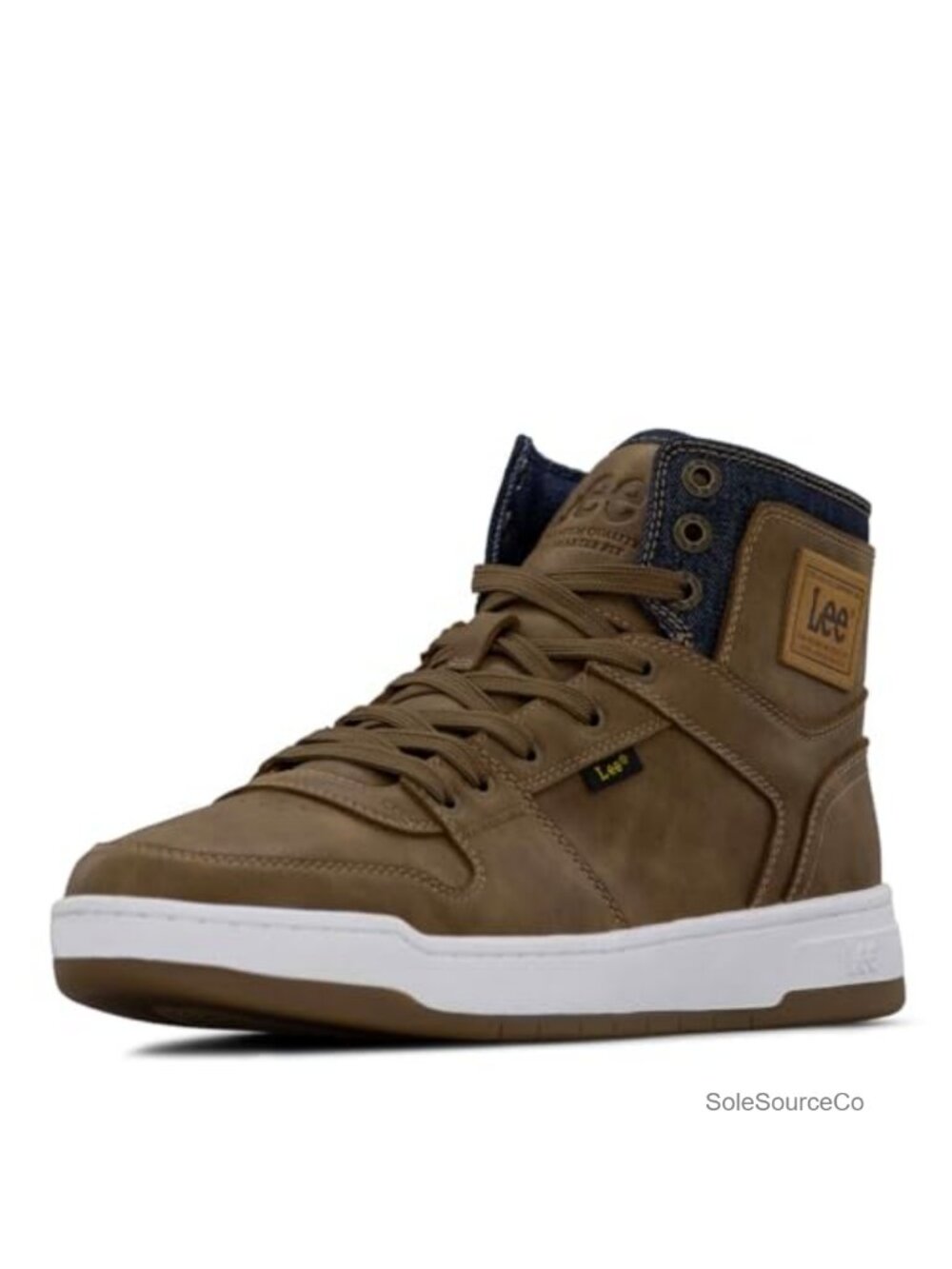 Men's Retro High-Top Court Sneaker Denim Faux Leather Cap Toe Lace-Up